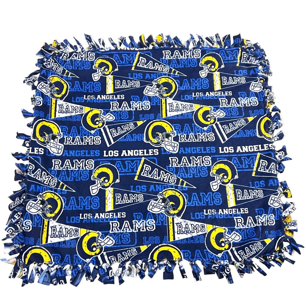 NFL Los Angeles Rams No Sew Fleece Blanket Cotton Fabric Retro 40x45"